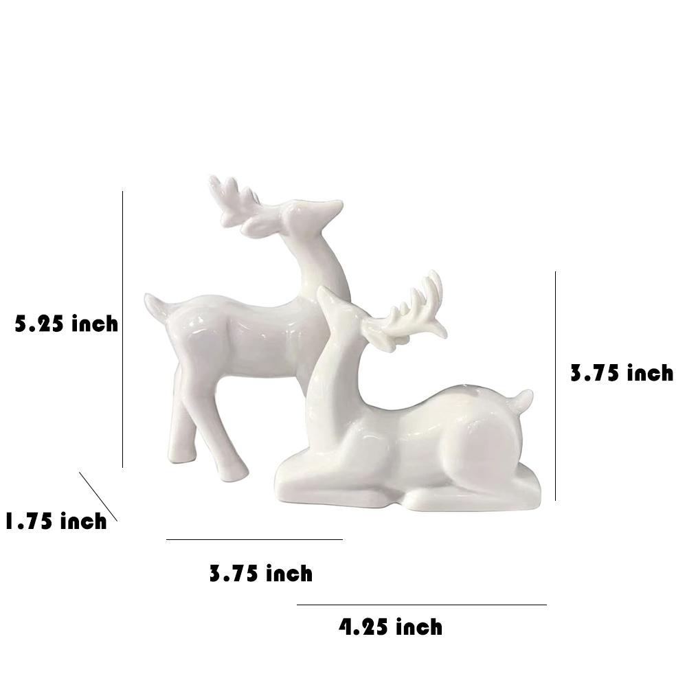 Christmas Animal Ceramic Reindeer Figurines Statue Sculpture picture 3