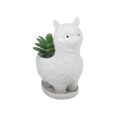 cute animal llama Alpaca ceramic planter plant pot thumbnail
