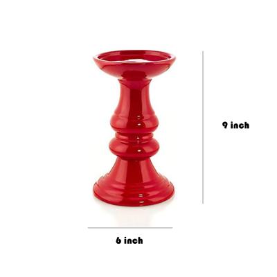 Tall Red Ceramic Stand Candle Holder picture 2