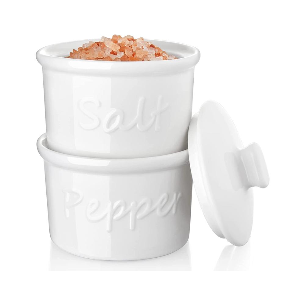 Ceramic Salt And Pepper Container With Lid For Kitchen