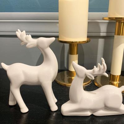 Christmas Animal Ceramic Reindeer Figurines Statue Sculpture picture 2